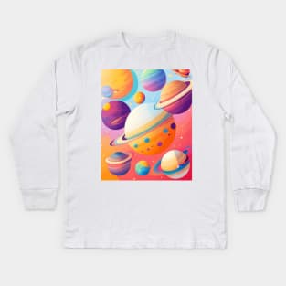 Celestial Odyssey - Embark on a Journey Among the Planets Kids Long Sleeve T-Shirt